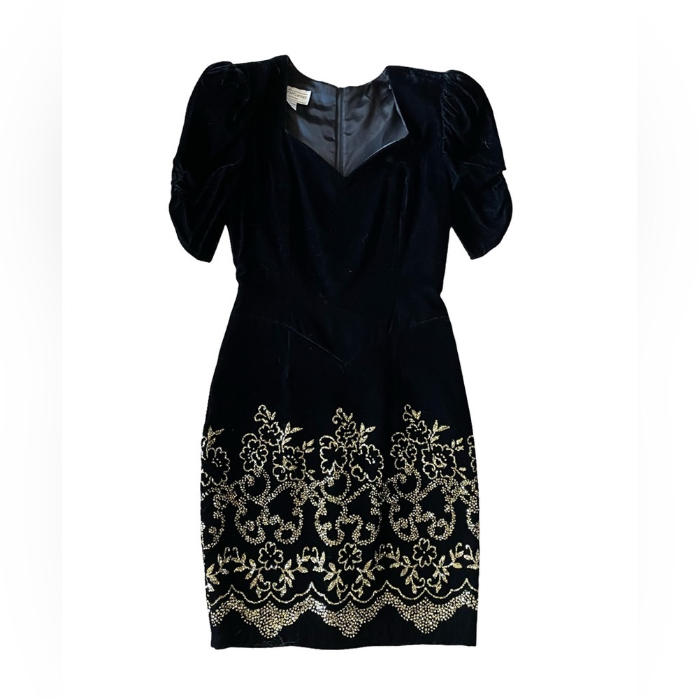 Vintage Jessica McClintock for Gunne Sax Black Velvet Dress Size 9/10